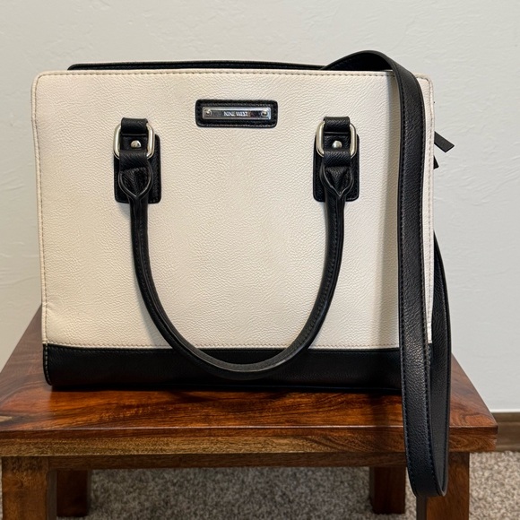 Nine West Handbags - Nine West Structured Satchel / Shoulder Bag Cream & Black